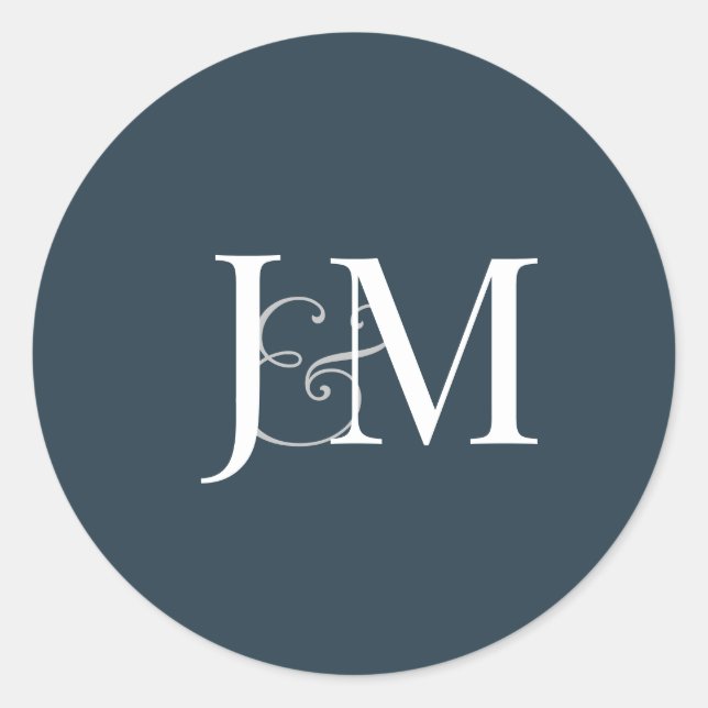 Sticker rond Monogramme bleu marine (Devant)