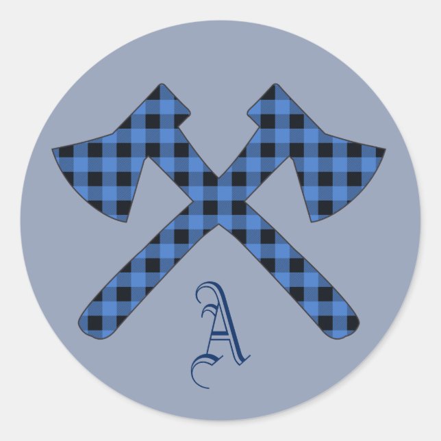 Sticker Rond Monogramme bleu plaqué deux axes (Devant)