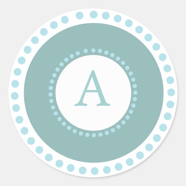 Sticker Rond Monogramme bleu - sceau Mariage (Devant)