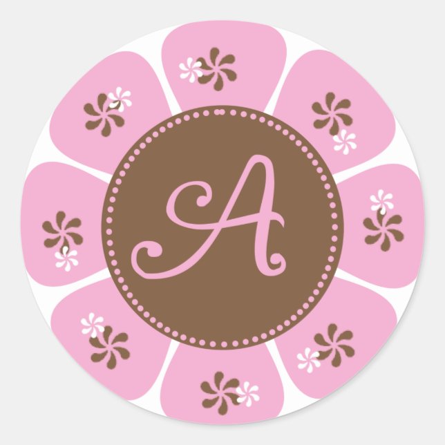 Sticker Rond Monogramme Brown et rose A (Devant)