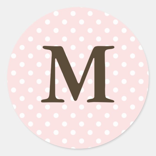 Sticker Rond Monogramme Brown M Sur Polka Dot Favoriser les Éti (Devant)