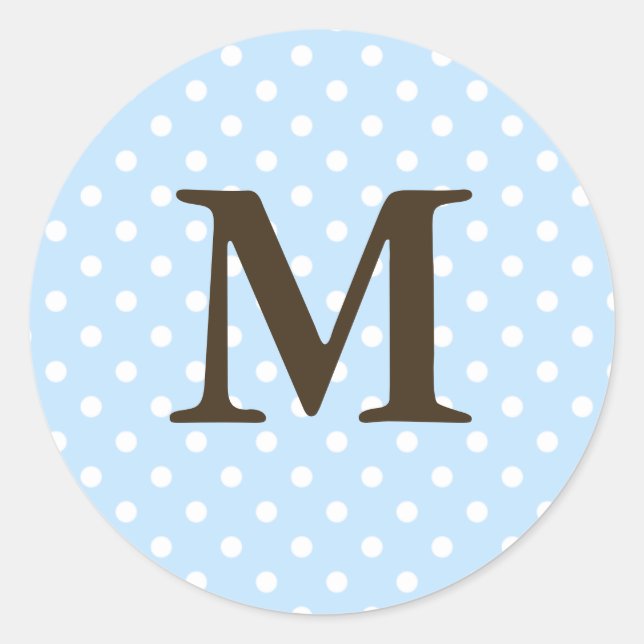 Sticker Rond Monogramme Brown M Sur Polka Dot Favoriser les Éti (Devant)