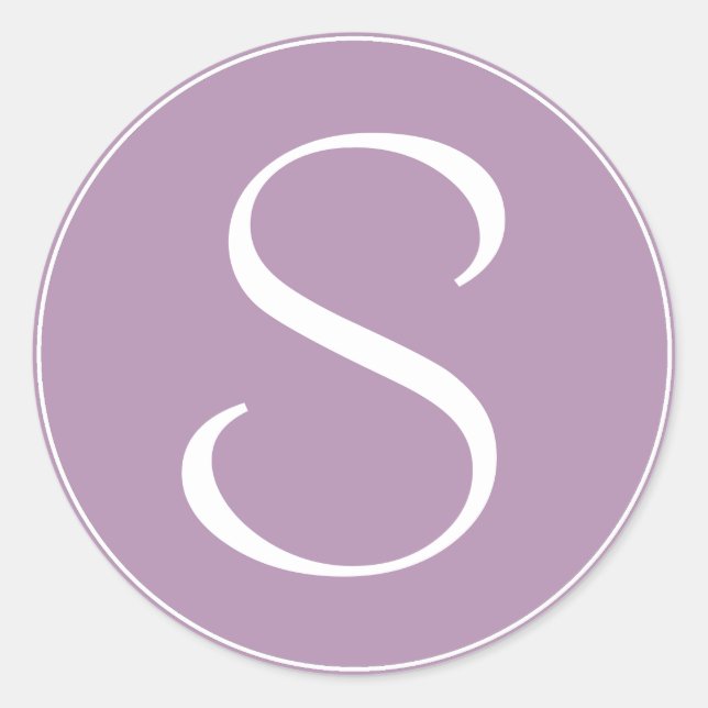 Sticker Rond Monogramme Clair violet avec anneau blanc BT (Devant)