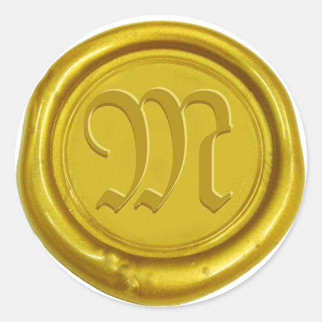Sticker Rond Monogramme Classic Or Custom Wax Seal (Devant)