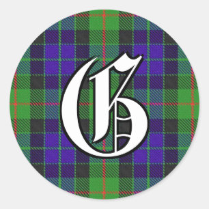 Sticker Rond Monogramme classique Clan Gunn Tartan
