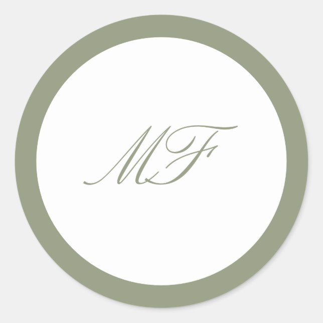 Sticker Rond Monogramme classique encadré officiel Mariage vert (Devant)