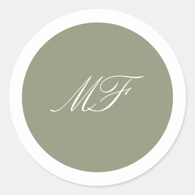 Sticker Rond Monogramme classique encadré officiel Mariage vert (Devant)