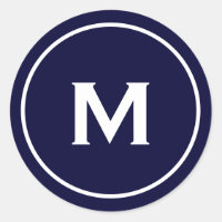 Monogramme classique simple bleu marine blanc