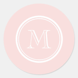 Sticker Rond Monogramme couleur rose pâle haut de gamme