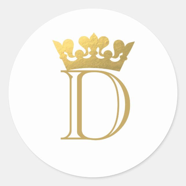 Sticker Rond Monogramme Couronne d'Or (Devant)