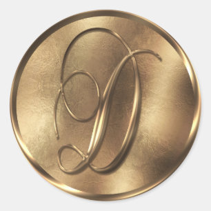 Sticker Rond Monogramme D Faire-part de mariage de bronze