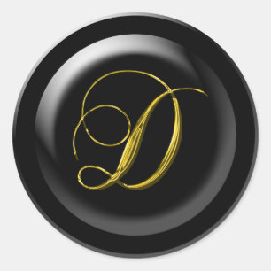 Sticker Rond Monogramme D or