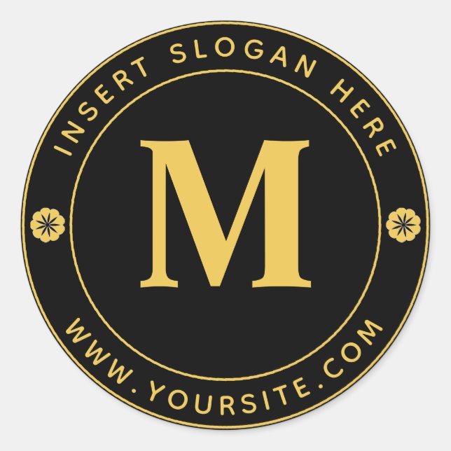 Sticker Rond Monogramme d'affaires personnalisé Noir (Devant)