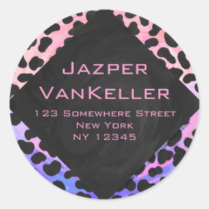 Sticker Rond Monogramme Dalmatien noir et rose
