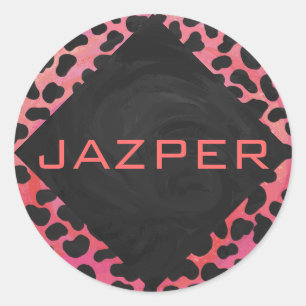 Sticker Rond Monogramme Dalmatien Noir et Rouge