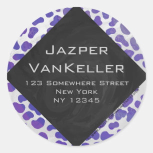 Sticker Rond Monogramme Dalmatien violet et blanc