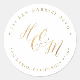 Sticker Rond Monogramme d'Ampersand A-Z Calligraphie de Faux Go