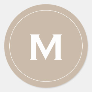 Sticker Rond Monogramme de bloc classique minimal
