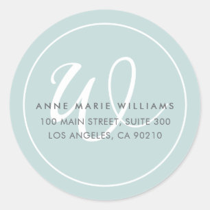 Sticker Rond Monogramme de bordure de script blanc sarcelle min