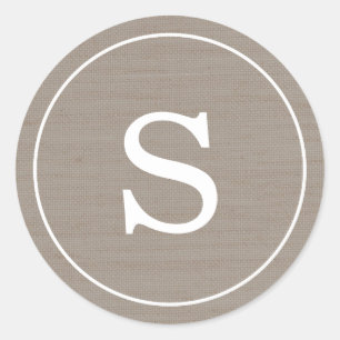 Sticker Rond Monogramme de Burlap