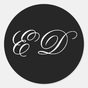 Sticker Rond Monogramme de calligraphie classique minimaliste n