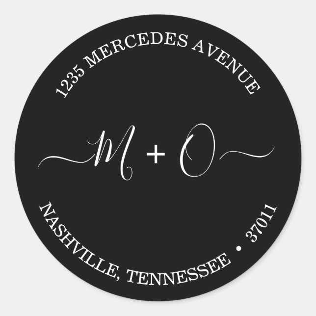 Sticker Rond Monogramme de calligraphie élégante moderne (Devant)