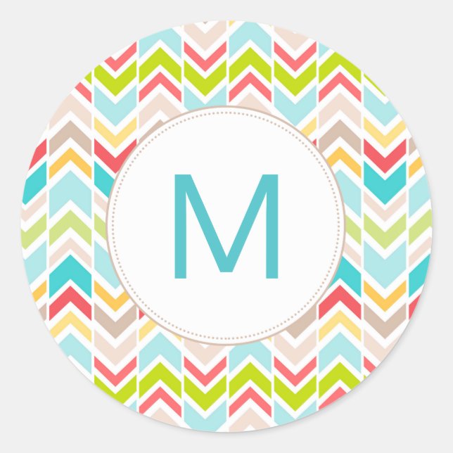 Sticker Rond monogramme de chevrons tribus ou sceau enveloppe (Devant)
