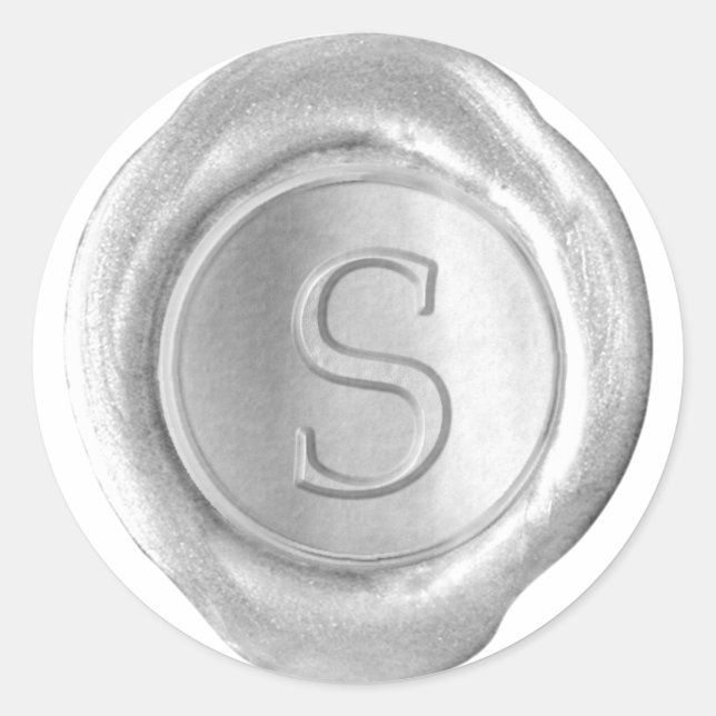 Sticker Rond Monogramme de cire - Argent - Serif S - (Devant)