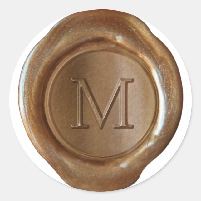 Sticker Rond Monogramme de cire - Cuivre - Serif M - (Devant)