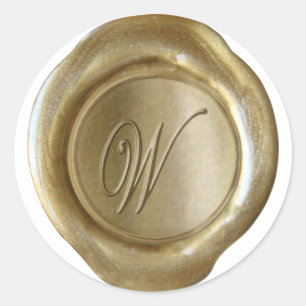 Sticker Rond Monogramme de cire - Or - Script W -