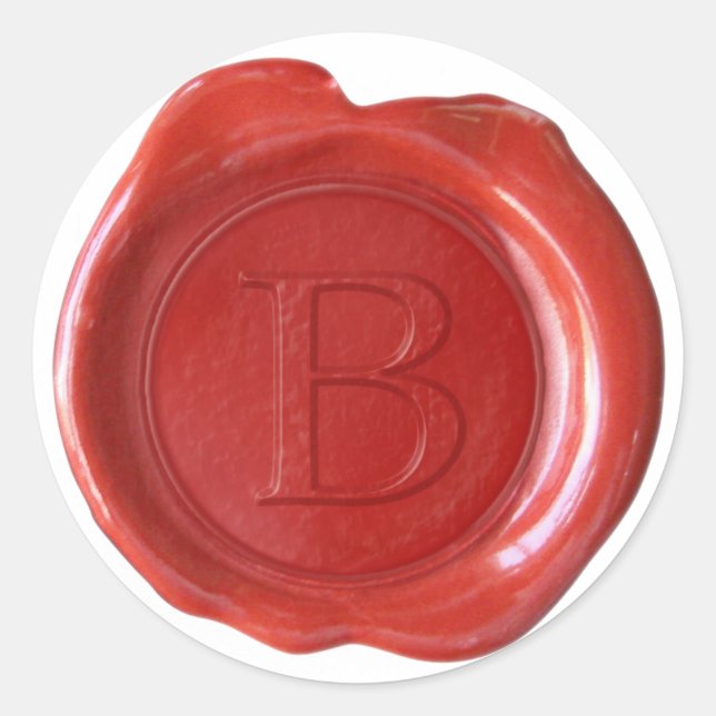 Sticker Rond Monogramme de cire - Rouge - Serif B - (Devant)