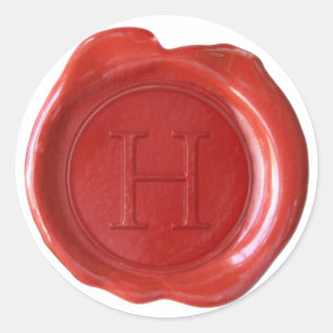 Sticker Rond Monogramme de cire - Rouge - Serif H -