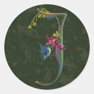 Sticker Rond Monogramme de colibri J
