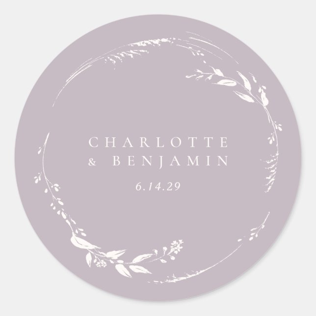 Sticker Rond Monogramme de couronne florale Dusty Lilac Personn (Devant)