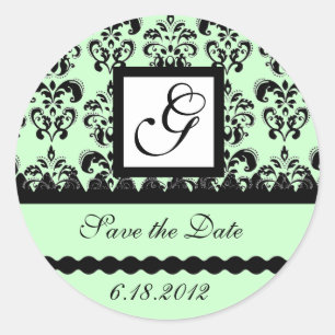 Sticker Rond MONOGRAMME DE DAMASK, vert