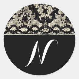 Sticker Rond Monogramme de dentelle vintage