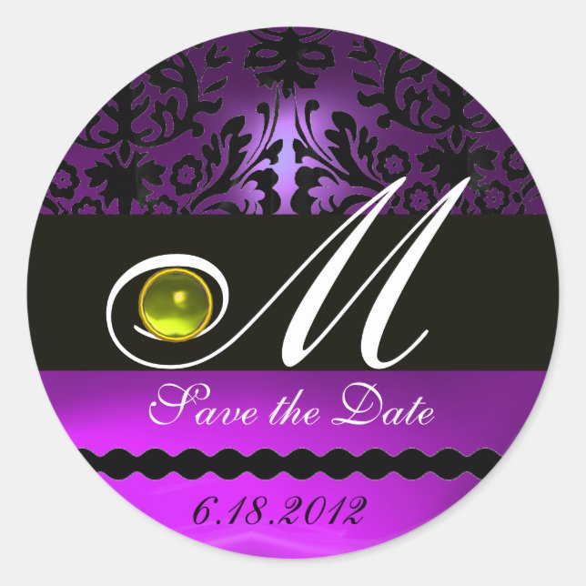 Sticker Rond MONOGRAMME DE DOMMASQUES NOIR ET PURPLE, YellowTop (Devant)