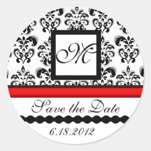 Sticker Rond MONOGRAMME DE DOMMASQUES ROUGE NOIR ET BLANC, Enre