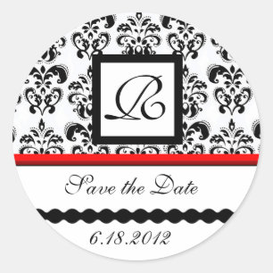 Sticker Rond MONOGRAMME DE DOMMASQUES ROUGE NOIR ET BLANC, Enre