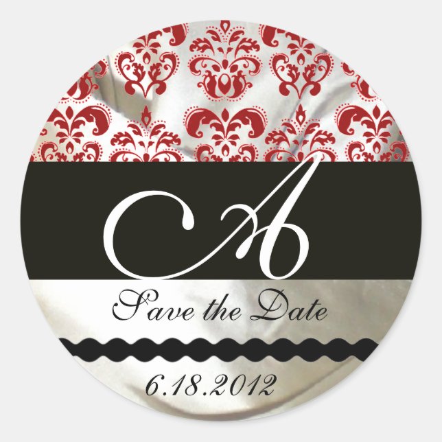 STICKER ROND MONOGRAMME DE DOMMASSE DE LA SOIE ROUGE ET BLANCHE (Devant)
