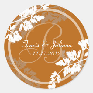 Sticker Rond Monogramme de feuille rustique