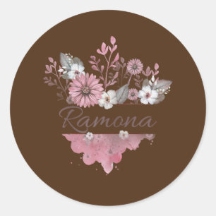 Sticker Rond Monogramme de fleurs Ramona pour femmes