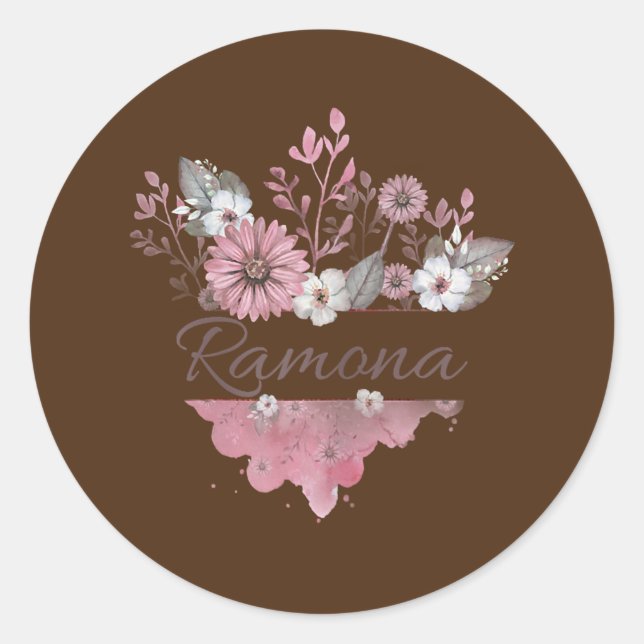 Sticker Rond Monogramme de fleurs Ramona pour femmes (Devant)