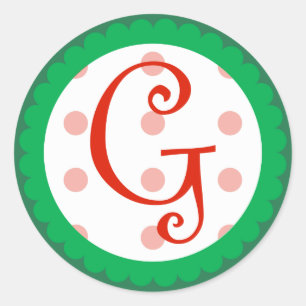Sticker Rond Monogramme de G (Noël lunatique)