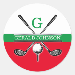 Sticker Rond Monogramme de golf minimaliste élégant
