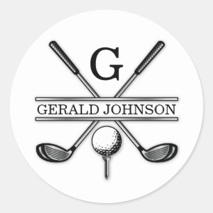 Sticker Rond Monogramme de golf personnalisé élégant minimalist