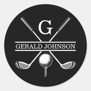 Sticker Rond Monogramme de golf personnalisé élégant minimalist