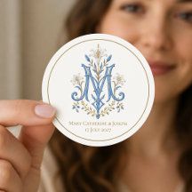 Monogramme de la Croix mariale catholique avec lys