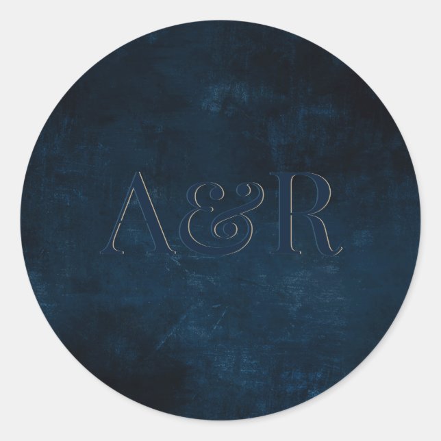 Sticker Rond monogramme de l'autocollant bleu marine, (Devant)