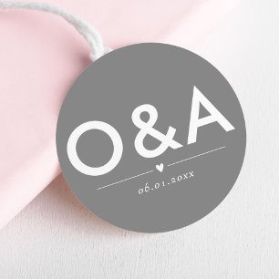 Sticker Rond Monogramme de l'enveloppe Mariage moderne   Argent